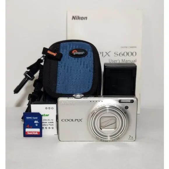 Nikon Coolpix S6000 Tested 14.2 MP Silver Digital Camera With Accessories - Picture 1 of 9
